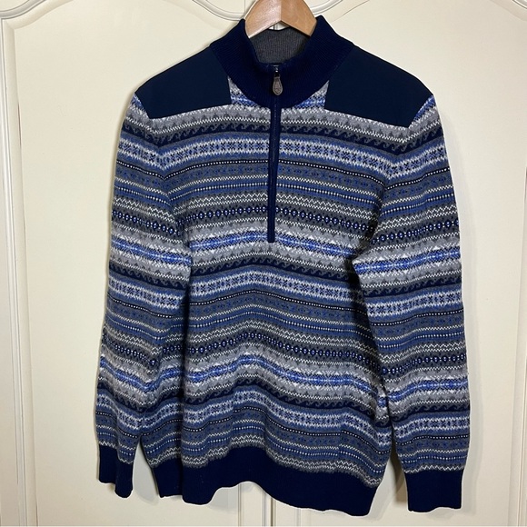 VINEYARD VINES 100% Merino Wool 1/4 Zip Shep Sweater Blue Gray Mens XL - Picture 8 of 9